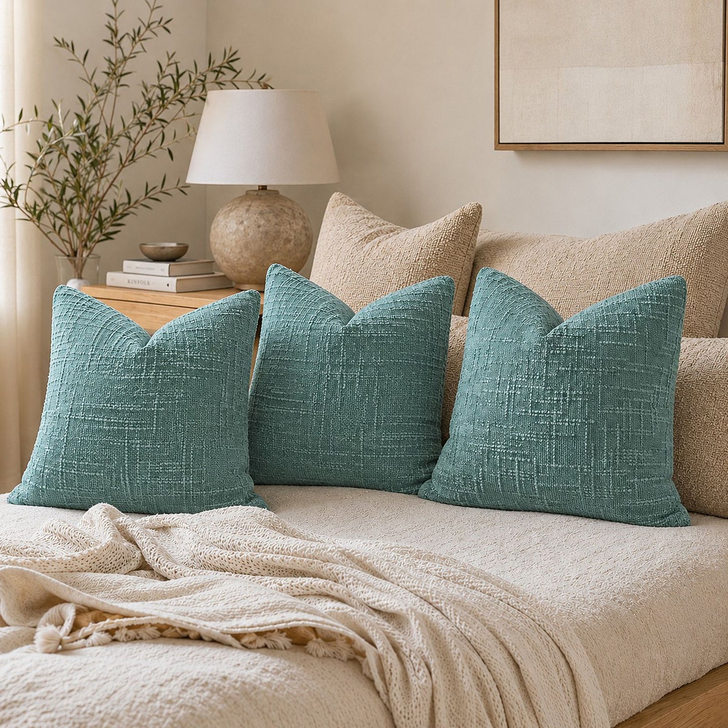 Textured Geometric Decorative Throw Pillow Cover Soft Accent Cushion Cover for Sofa Bed