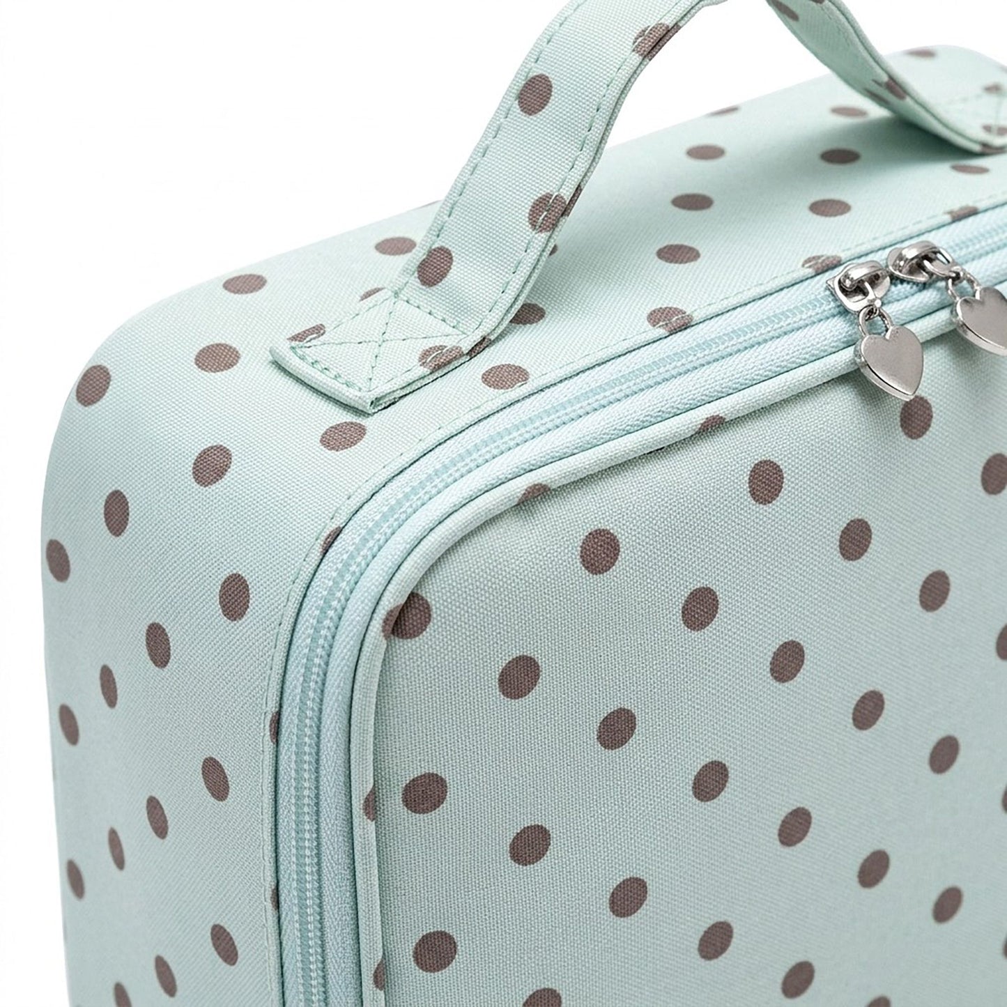 Polka Dot Travel Makeup Case with Dividers and Mirror