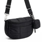 Grid Padded Saddle Crossbody Bag with Detachable Mini Pouch and Adjustable Wide Shoulder Strap 10.2x4.5x8.3in