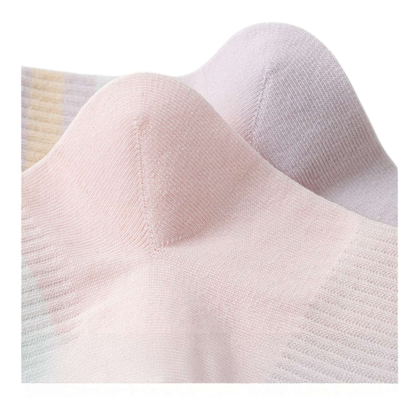 5 Pairs Women Cotton Ankle Socks with Pastel Striped Cuffs Soft Breathable Knit Fabric for Everyday Comfort