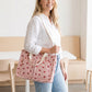Canvas Strawberry Print Tote Bag with Shoulder Strap and Side Pockets