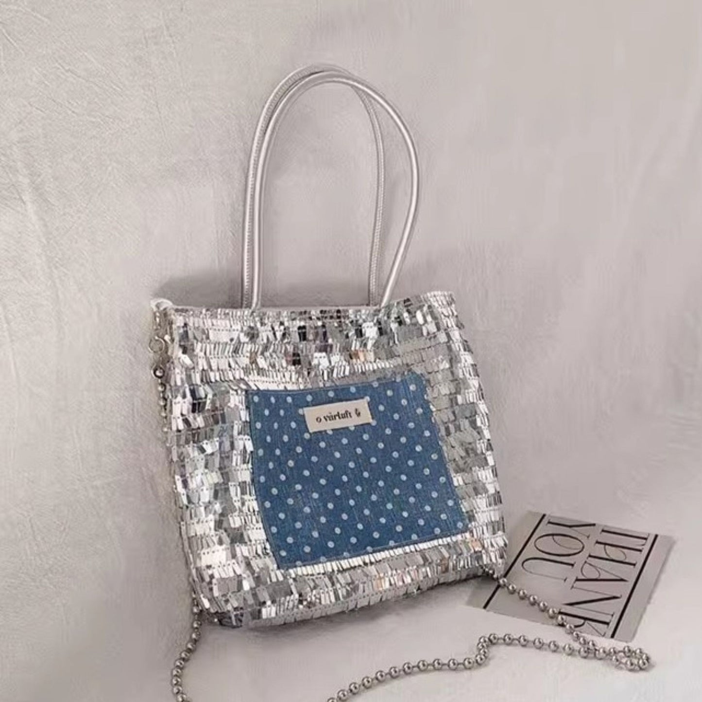 Sequined Mini Handbag Small Square Crossbody Bag for Women