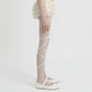Sheer Lace Pattern Tights with Ribbon Bow Wrap Detail and Stretch Fit