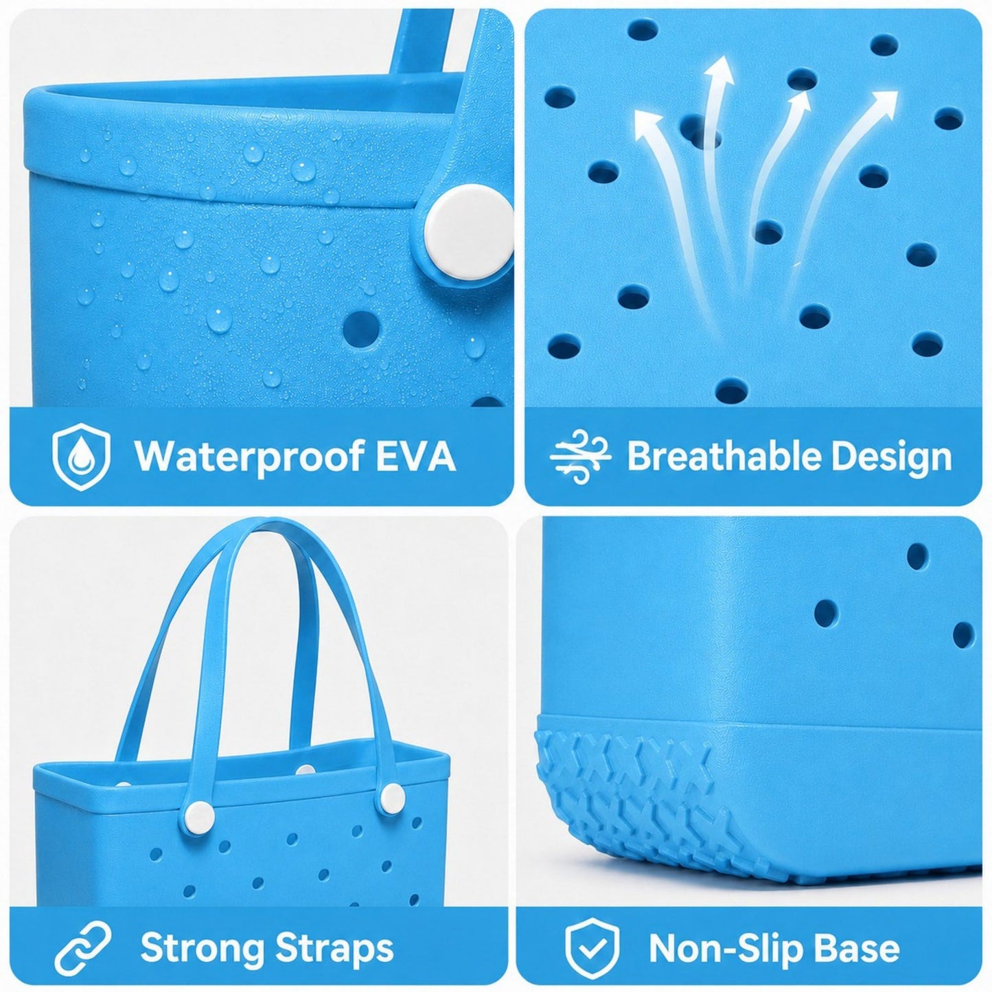 Large EVA Beach Tote Bag Water Resistant Pool Tote with Handles