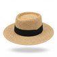 Straw Boater Hat Flat Top Wide Brim Summer Beach Sun Hat Lightweight
