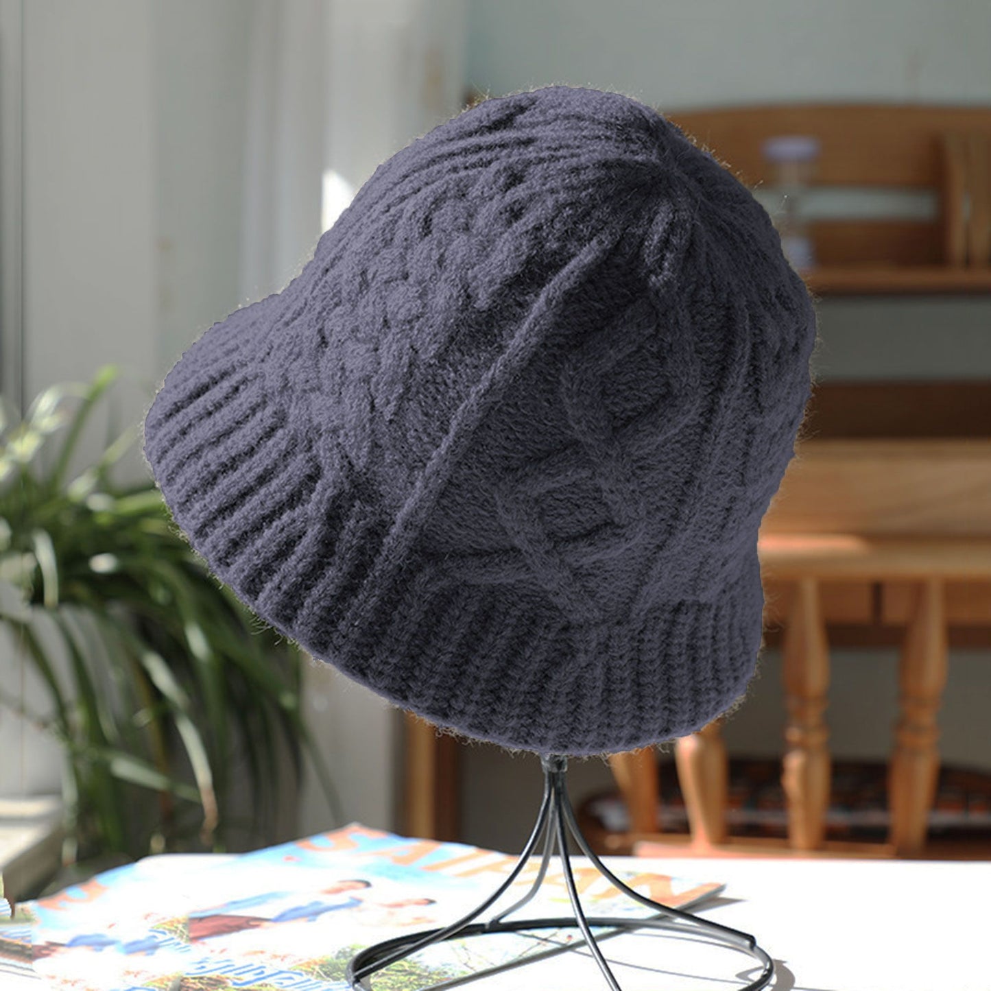 Cable-Knit Bucket Hat - Soft Winter Hat for Casual Daily Wear