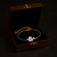 Women's Delicate Floral Charm Bracelet with Gold Tone Chain and Petite Mother-of-Pearl Style Flower Accents