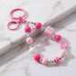 2-Piece Womens Beaded Bag Charm with Hanging Clip and Decorative Accents
