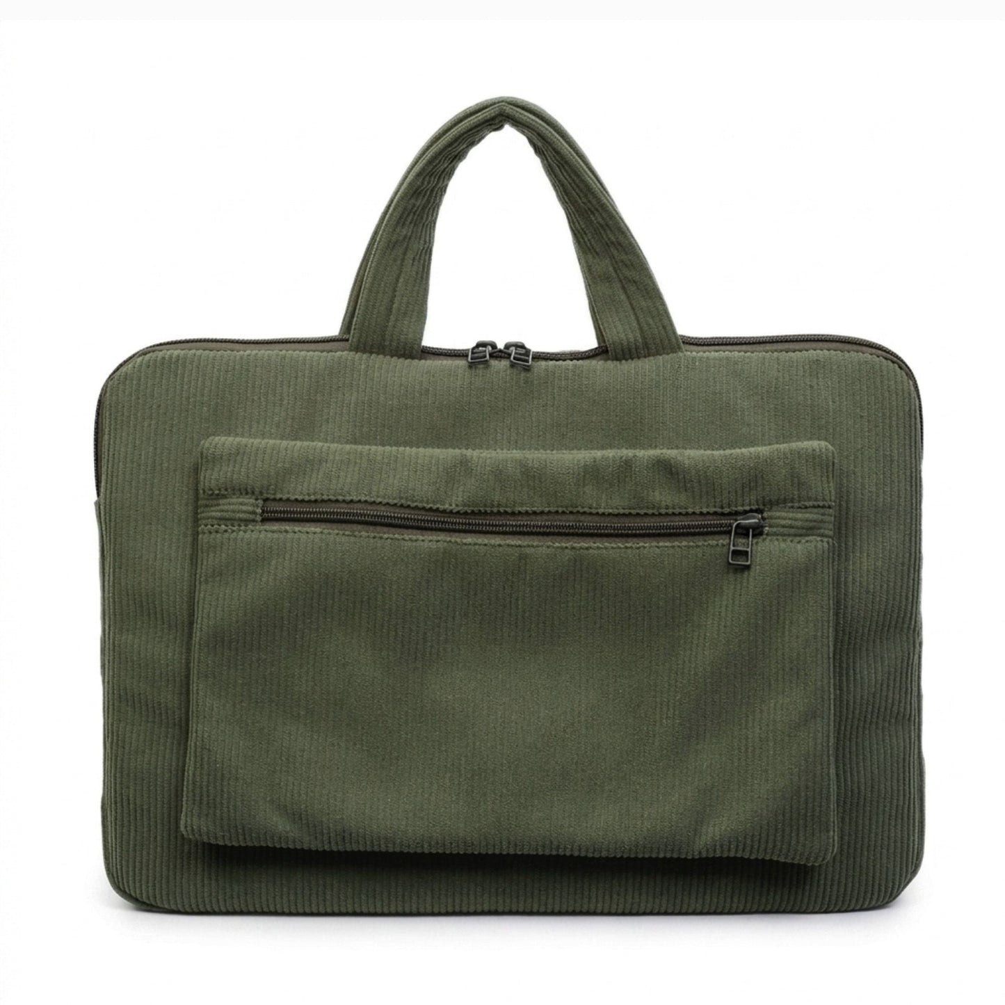 Corduroy Laptop Bag Large Capacity Work Tote with Front Zipper Pocket