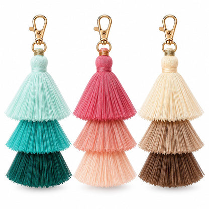 Multi-Layered Tassel Keychain Bohemian Bag Charm Assorted Set