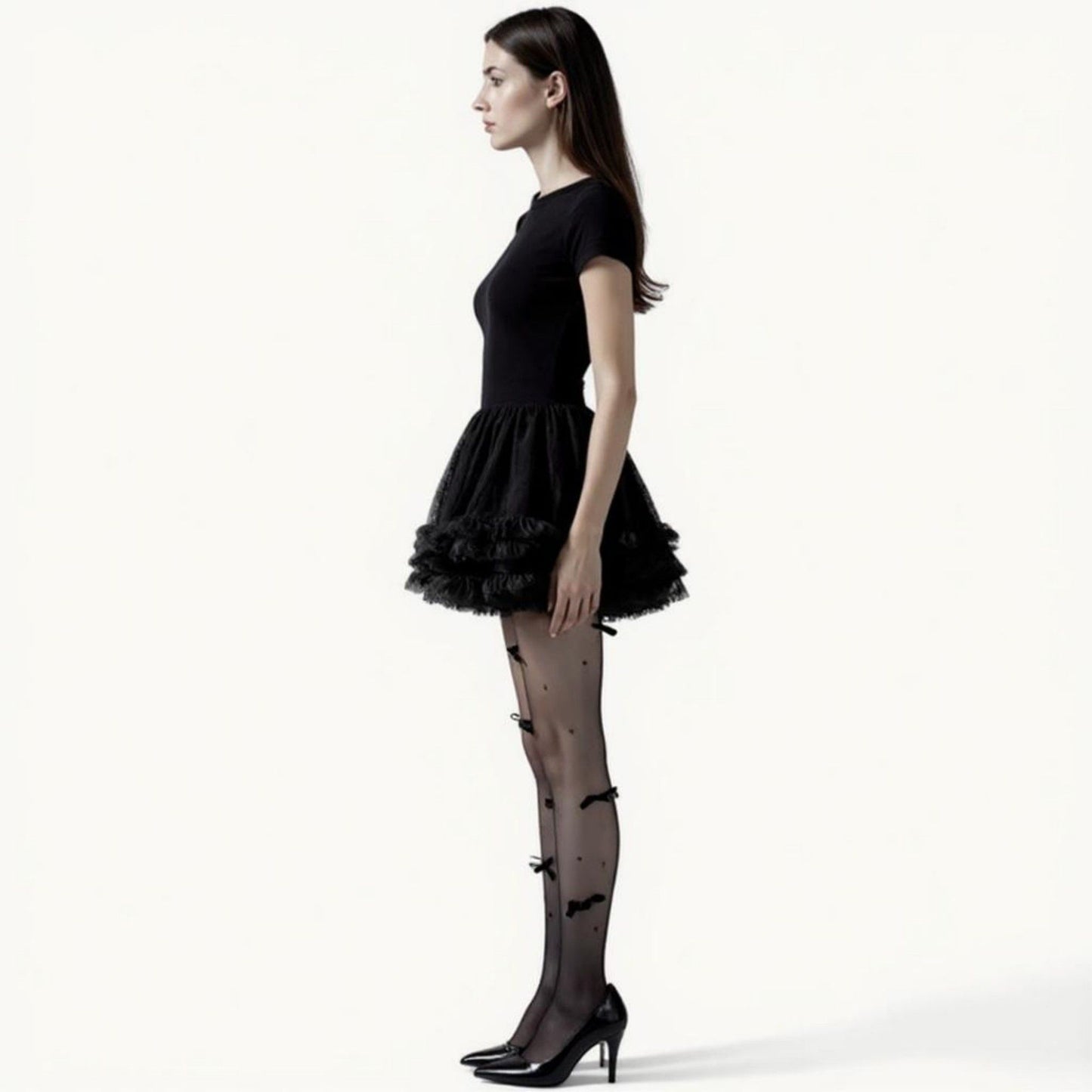 2pcs Women's Sheer Tights with Bow Accents and Polka Dot Embellishments