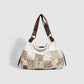 Patchwork Shoulder Bag with Crochet Lace Detail and Faux Leather Straps