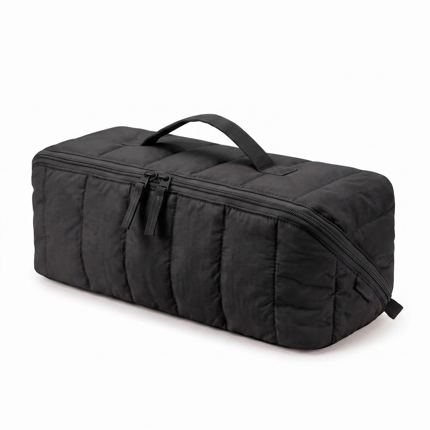 Vertical Padded Rectangular Travel Pouch with Top Carry Handle and Dual Zipper Pulls 16.7x5.3x5.3in