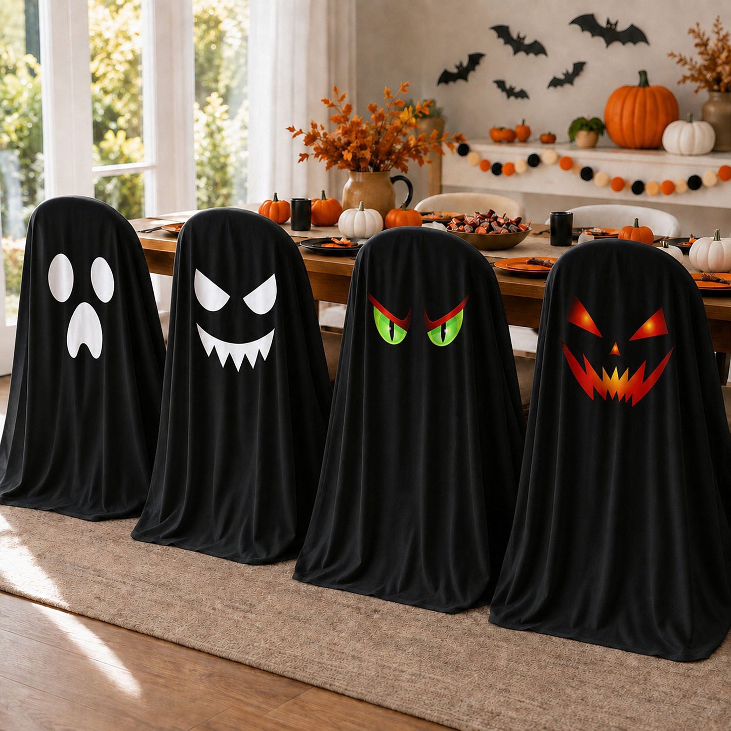 4 Pack Halloween Ghost Chair Covers Party Decorations
