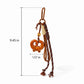 Pretzel Keychain Bag Charm with Brown Cord Tassel Carabiner Clip and Gold Tone Accent