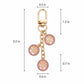 3pc Tree Medallion Keychain Bag Charm with Rhinestone Trim Gold Tone Chain and Clip