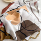 Abstract Art Satin Square Scarf with Braided Border Trim 35.5x35.5in
