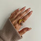 Moon and Star Adjustable Mixed Metal Statement Ring