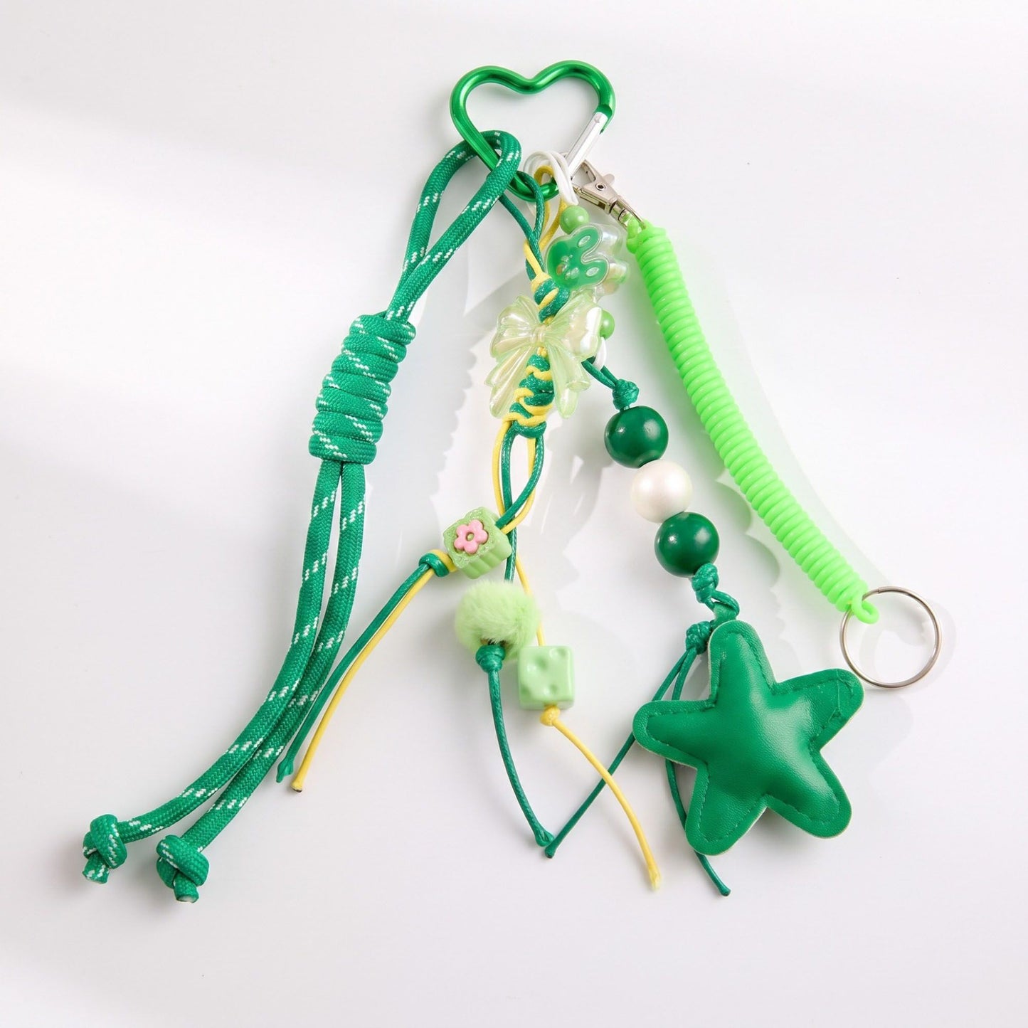 Multi-Element Bag Charm with Hanging Strap and Decorative Accents