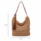 Woven Hobo Shoulder Bag with Magnetic Closure and Slouchy Straw Style Texture