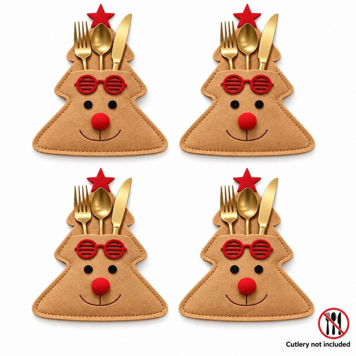 4pk Christmas Tree Santa Silverware Holders