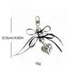 2 Pack Heart Charm Keychain with Bow Accent Bead Detail Clip and Key Ring Bag Accessory
