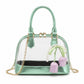 Clear PVC Mini Satchel Bag with Chain Strap and Floral Pearl Charm