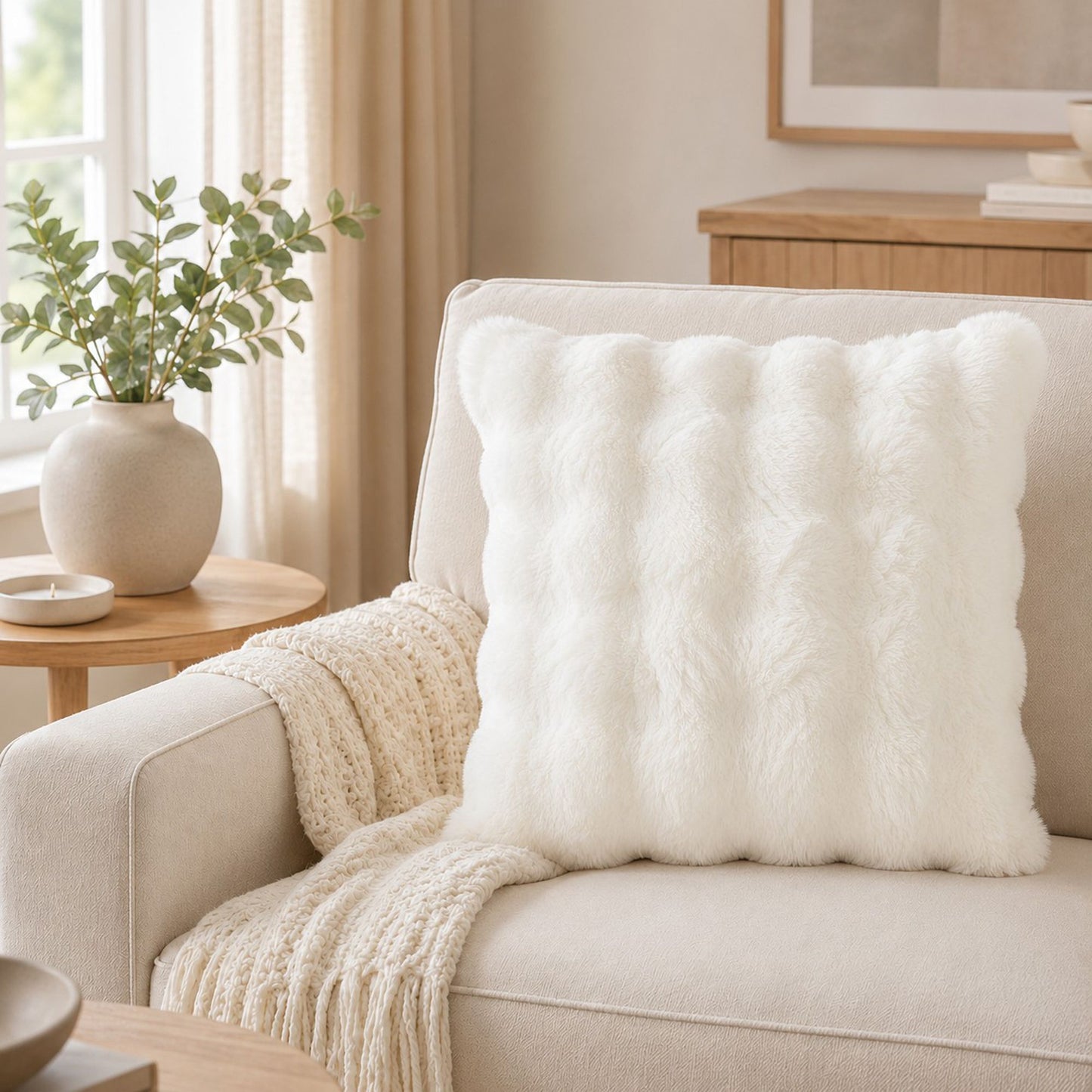 Plush Shaggy Decorative Throw Pillow Cover Soft Accent Cushion Cover for Sofa Bed
