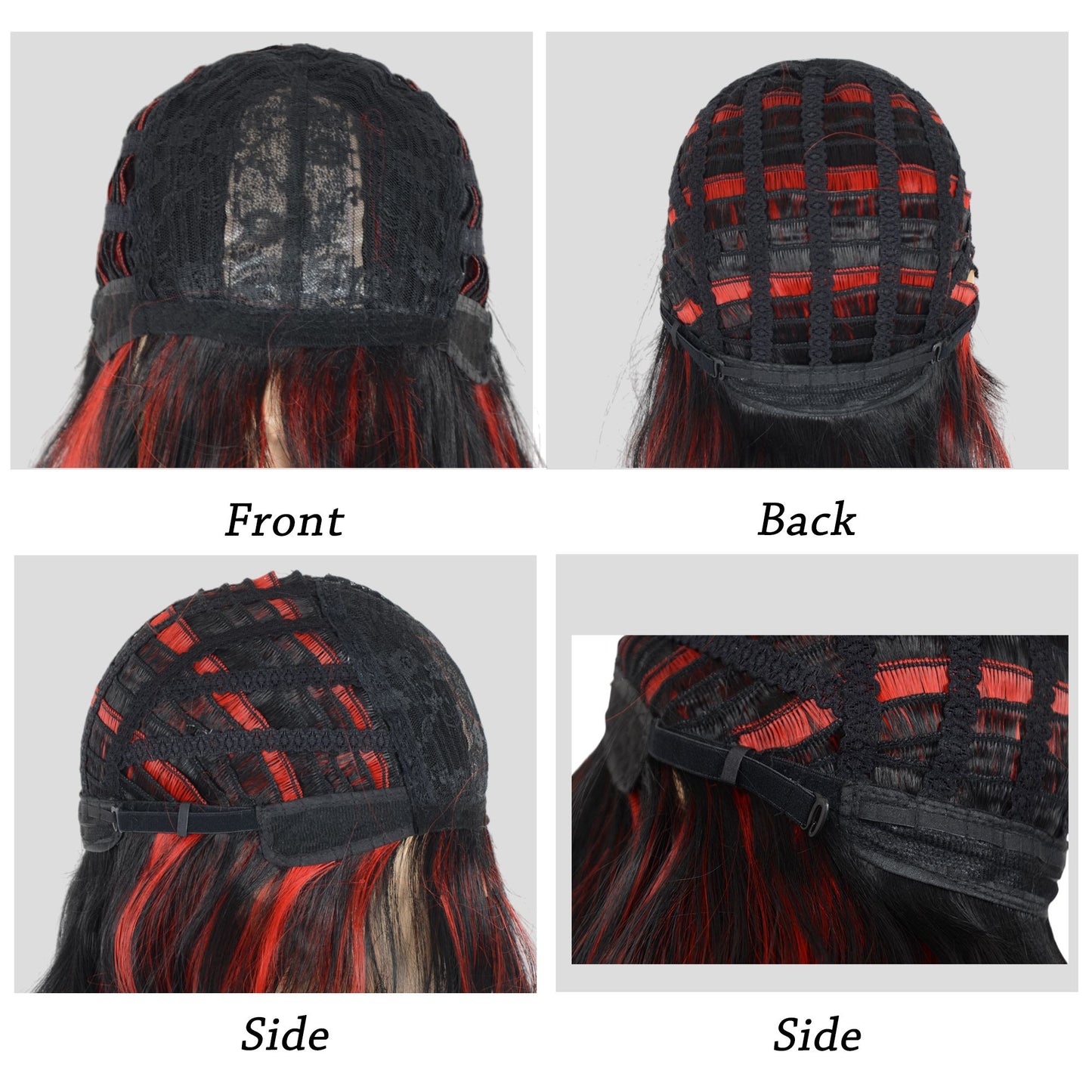 Women's Long Layered Straight Wig Synthetic Hair Fiber with Layered Bangs and Natural Highlights