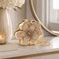 Flower Clutch Bag Metallic Look Evening Handbag with Chain Strap and Beaded Floral Accent