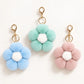 Fluffy Flower Pom Pom Keychain Cute Faux Fur Bag Charm Set