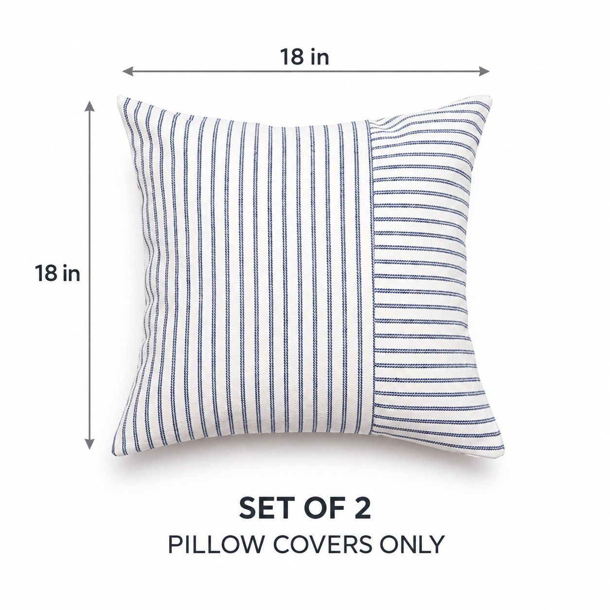 2 Pack Striped Textured Throw Pillow Covers 18 x 18 Inch for Couch Sofa and Bed
