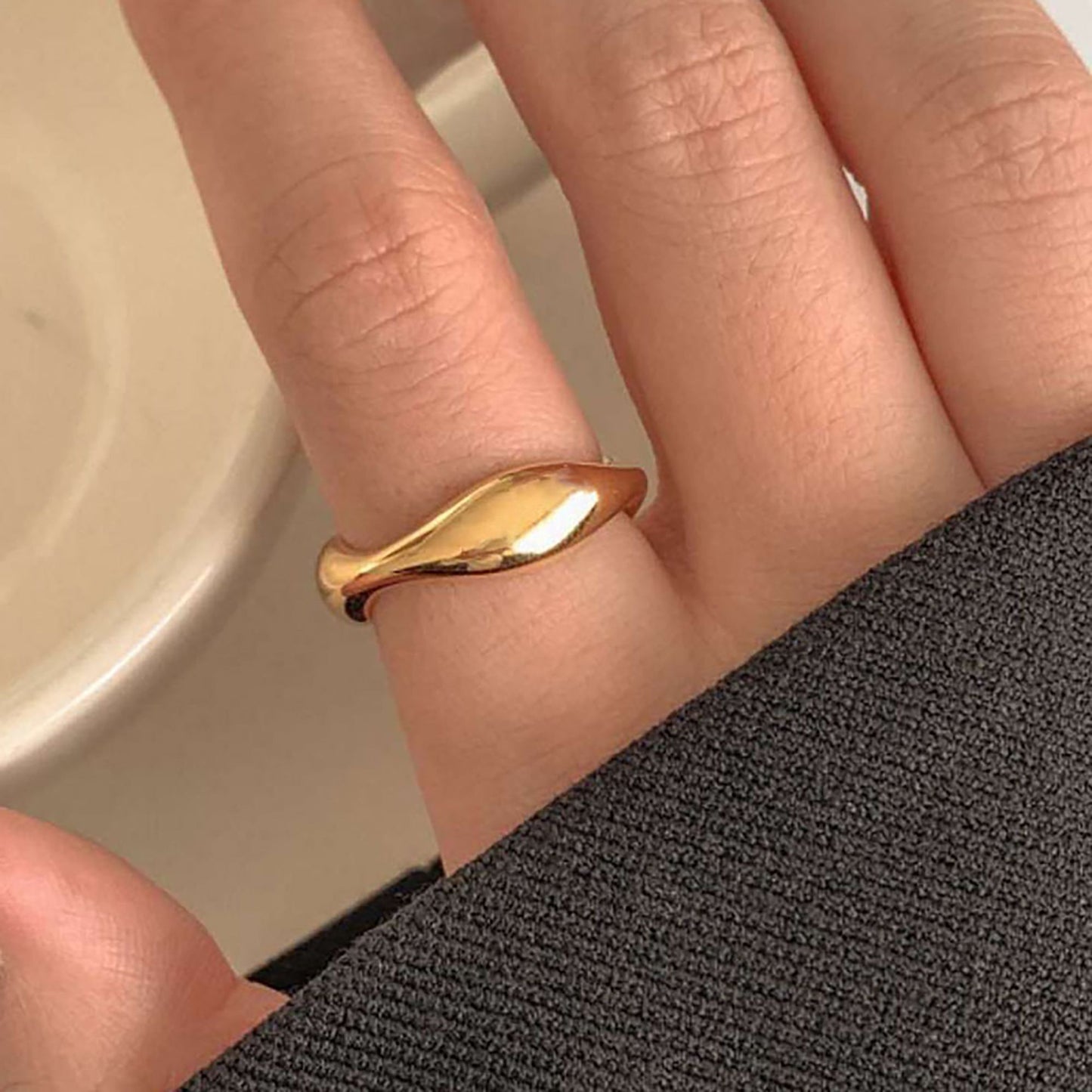 Women's Titanium Steel Irregular Band Ring - Hypoallergenic Durable Statement Ring