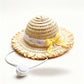 Pet Straw Sun Hat with Lace Trim Bow Adjustable Chin Strap Summer Costume Hat for Cats and Small Dogs