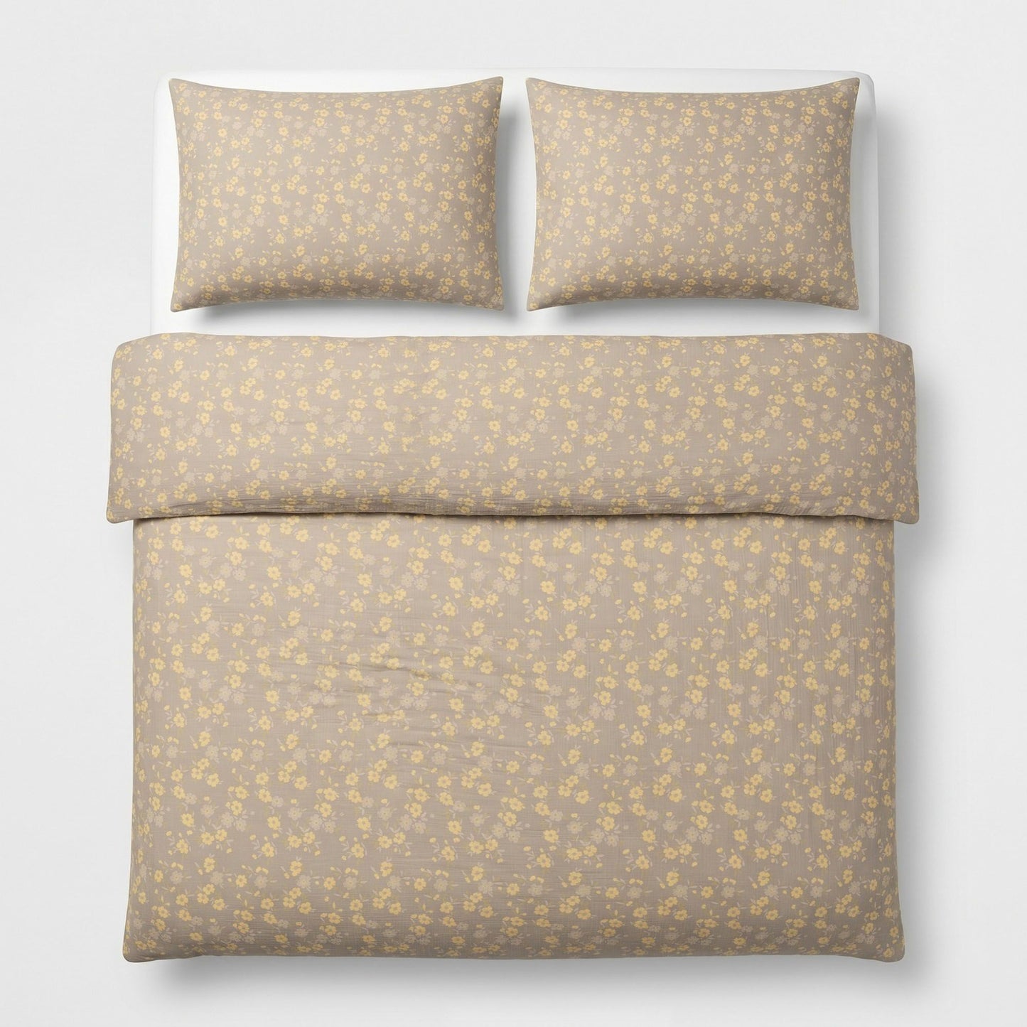 3-Piece Cotton Bedding Set with Duvet Cover and Pillowcases Soft Washed Fabric Small Floral Print Design