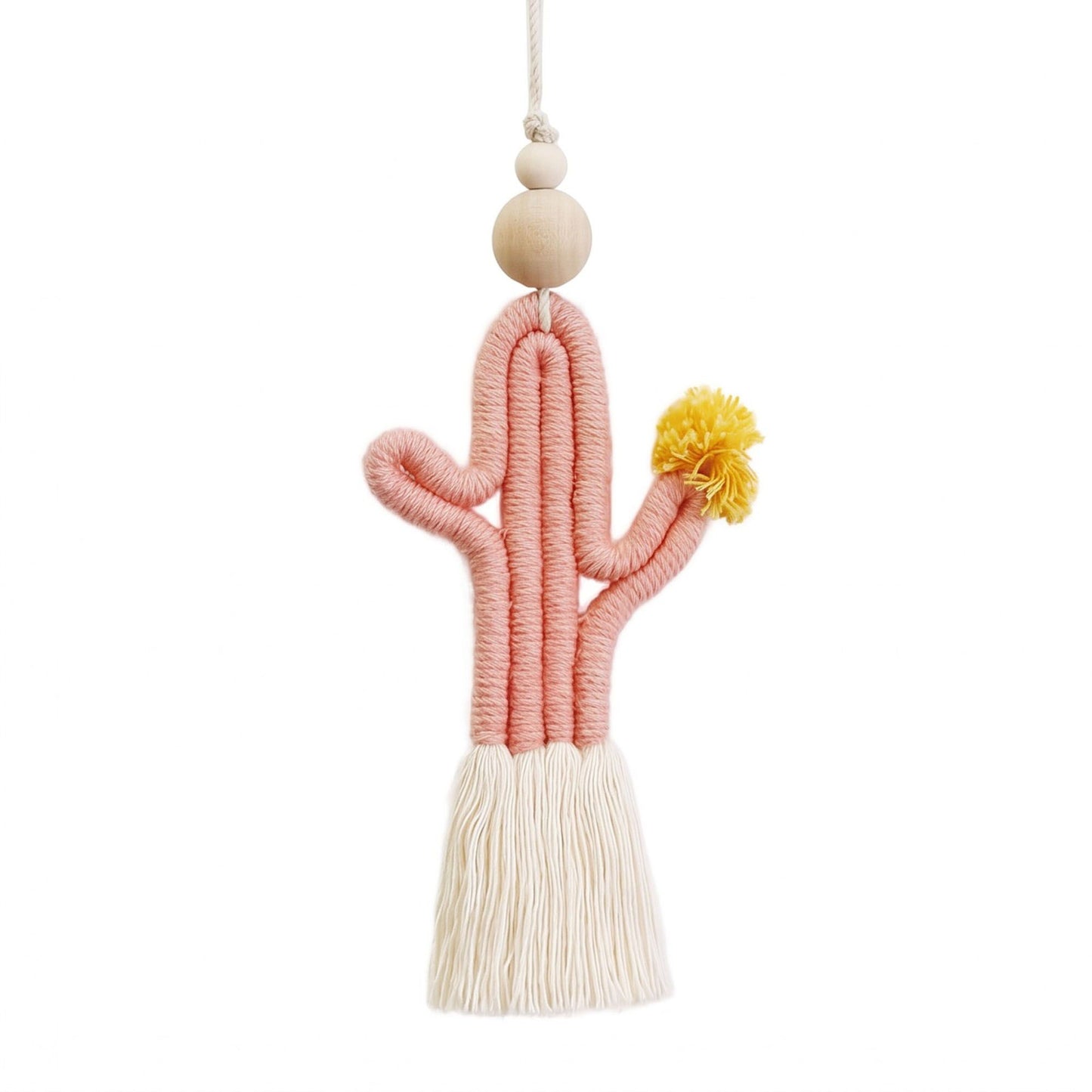 Cactus Macrame Keychain with Tassel Bag Charm
