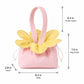 Textured Knit Drawstring Handbag with Floral Petal Trim, Dual Handles and Compact Cosmetic Storage Design