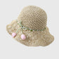 Hand - Crocheted Straw Sun Hat with Floral Accents