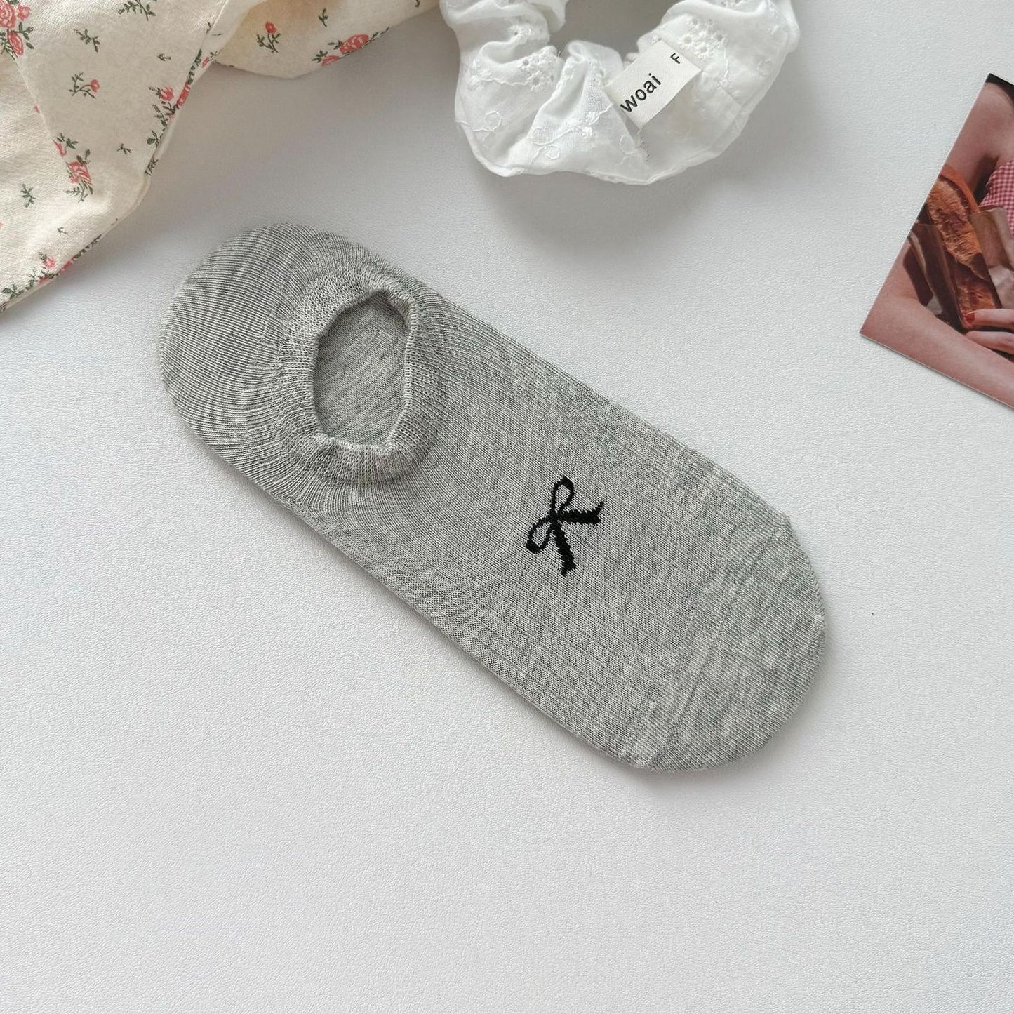 No-Show Liner Socks with Bow Accent 5Pk