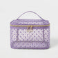 Heart Print Mesh Makeup Bag Large Travel Cosmetic Toiletry Organizer with Handle