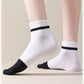 4 Pairs Women's Seamless Cotton Ankle Socks Breathable Stretch Ribbed Cuff in Assorted Color Block Design