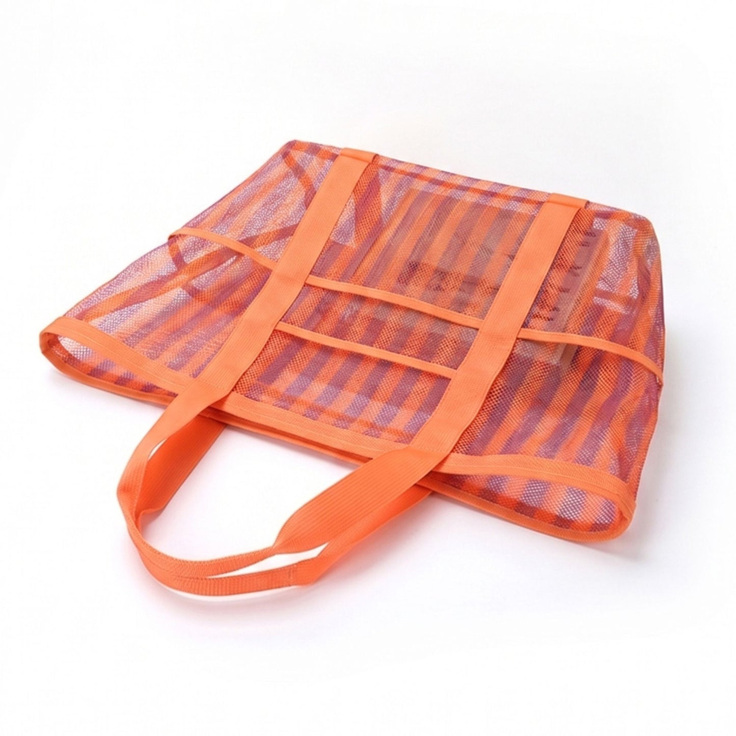 Large Mesh Beach Tote Bag with Shoulder Handles and Pockets