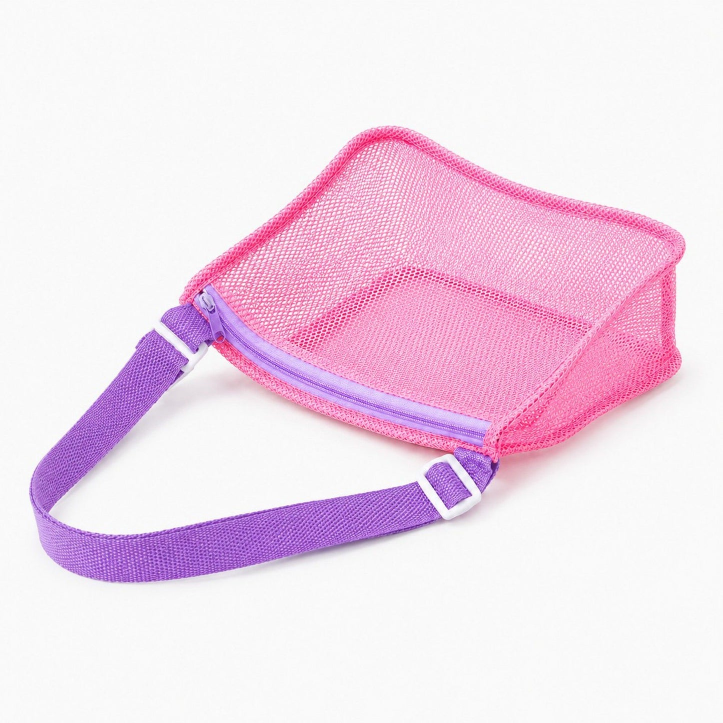 Mesh Beach Shoulder Bag with Adjustable Strap Zip Top Lightweight See Through Tote for Pool Travel