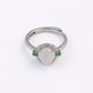 Women's White Jade Ring with Crystal Halo and Green Gemstone Accents