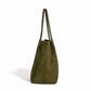 Faux Suede Tote Bag with Removable Zip Pouch and Double Shoulder Handles