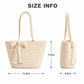 Woven Straw Style Tote Bag Large Capacity Shoulder Bag with Lace Bow Detail