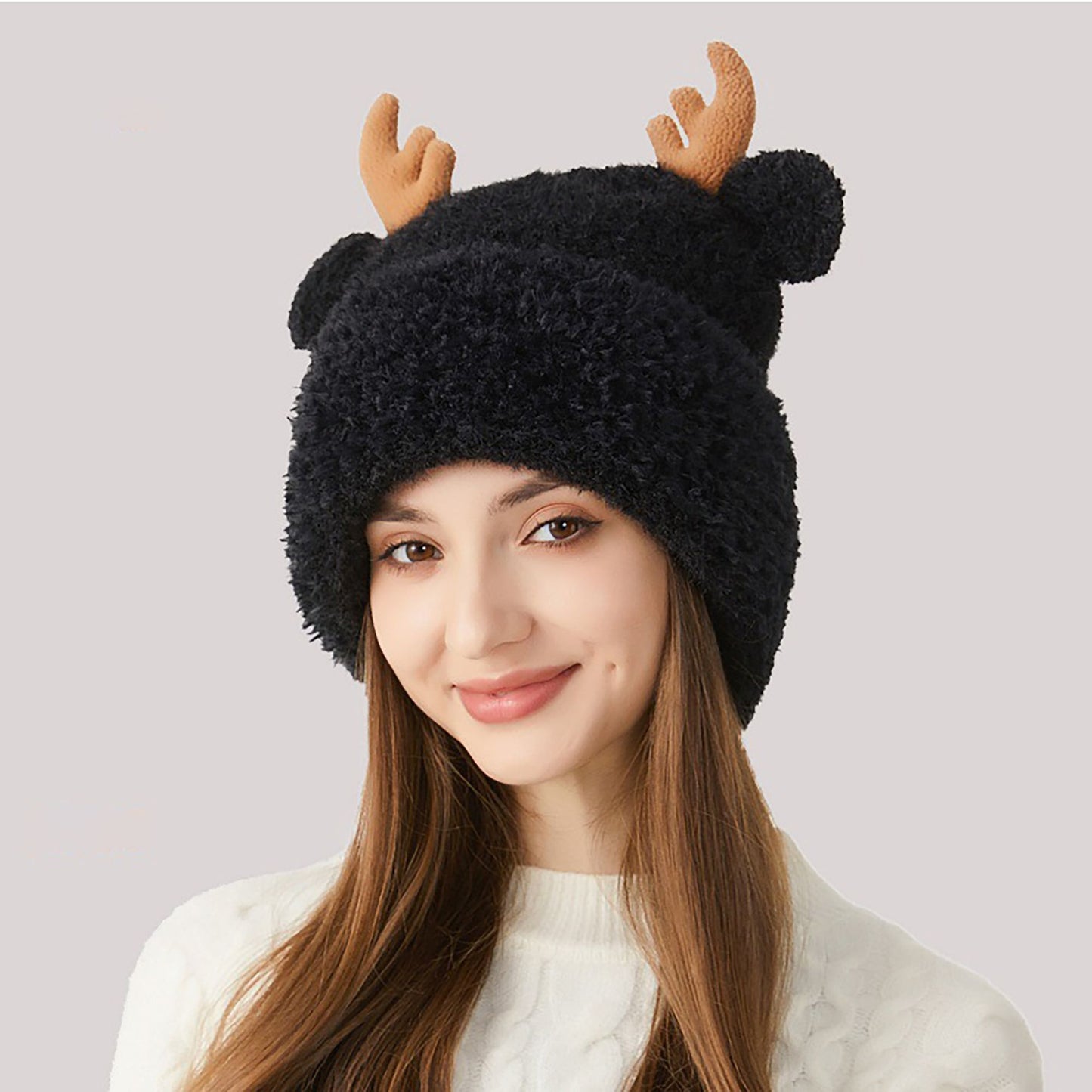 Reindeer Antler Fleece Hat - Cute & Warm Winter Accessory