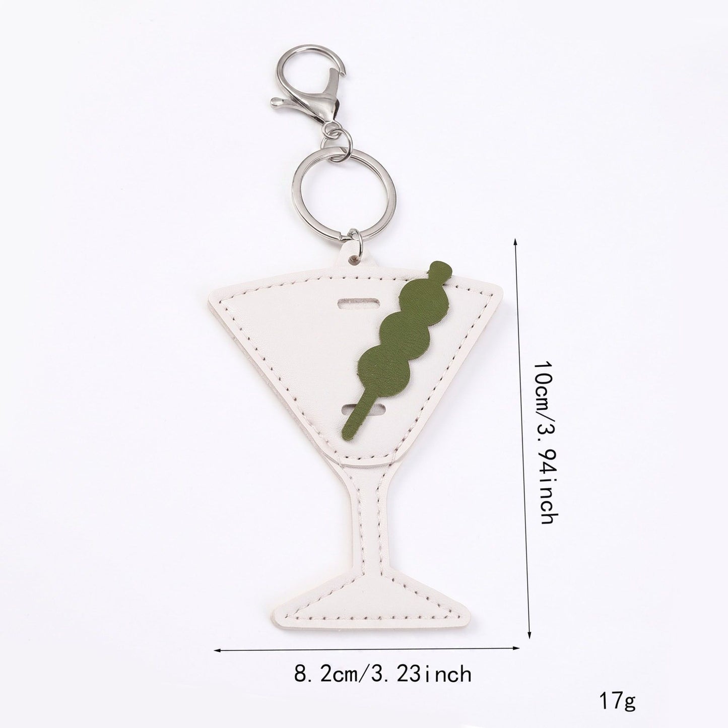 2-Piece Womens Faux Leather Bag Charm Keychain with Metal Clip Ring and Stitched Detail