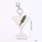 2-Piece Womens Faux Leather Bag Charm Keychain with Metal Clip Ring and Stitched Detail