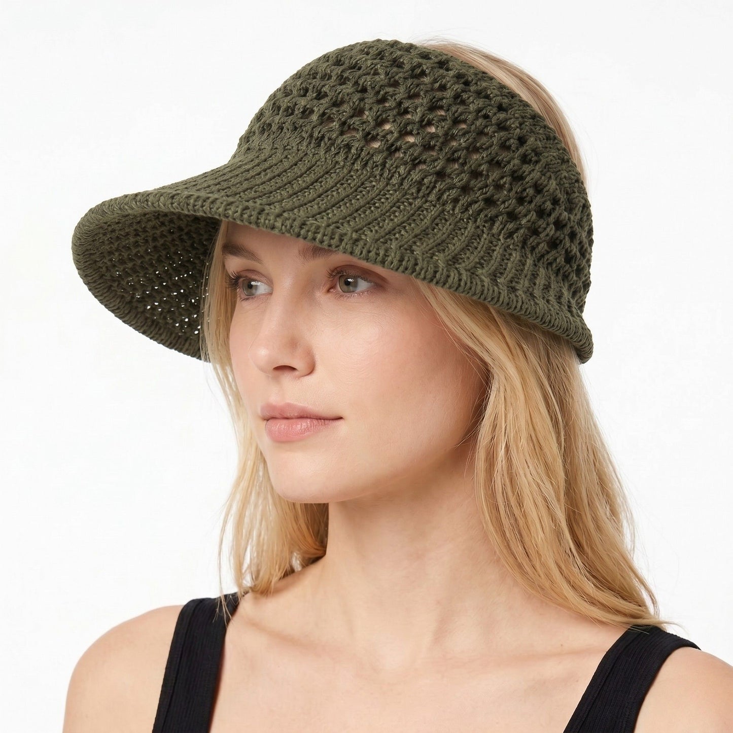 Crochet Bucket Hat Summer Knit Sun Hat Breathable Lightweight Beach Cap